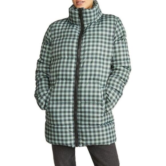 NEW REBECCA MINKOFF Gingham Check Puffer Jacket - size M - Picture 1 of 7
